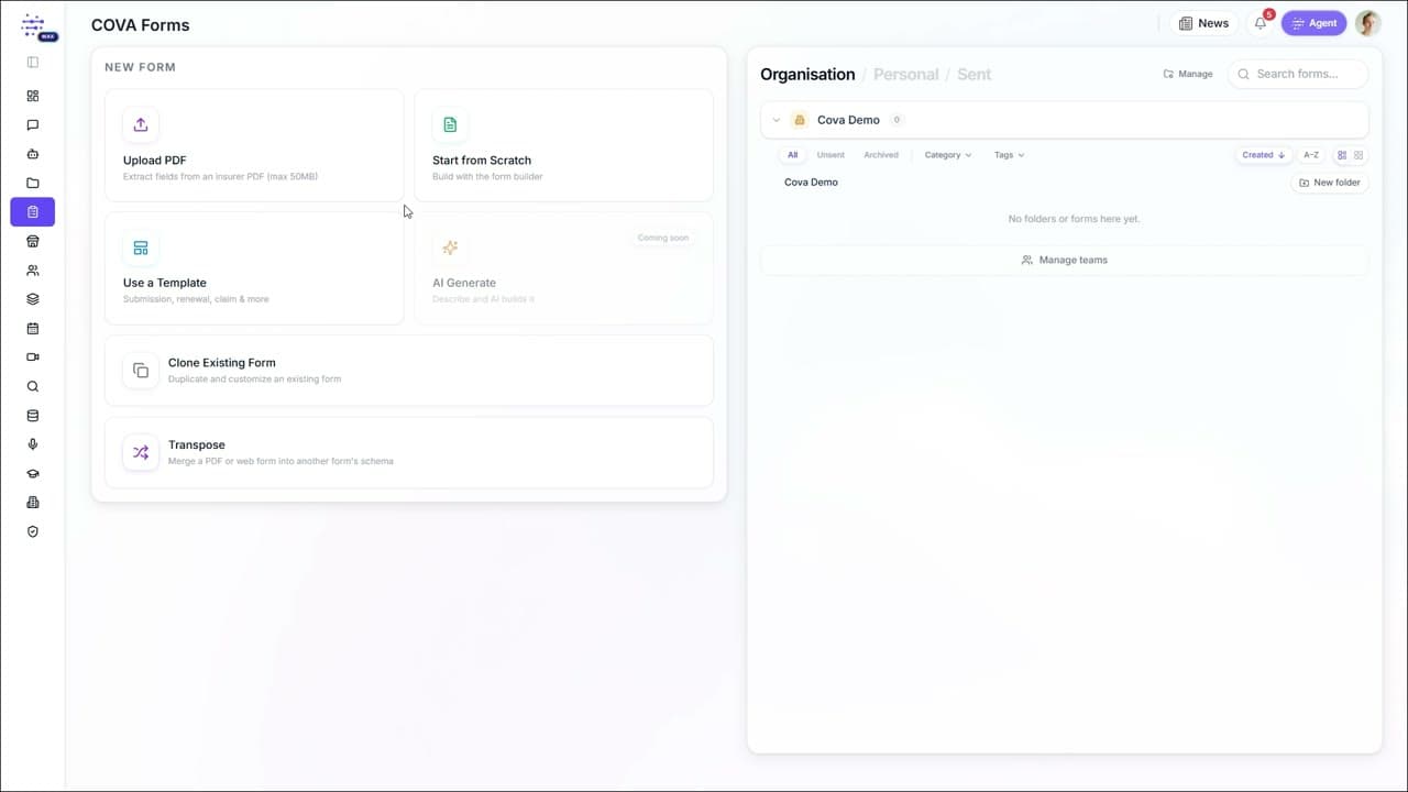Cova Forms product walkthrough